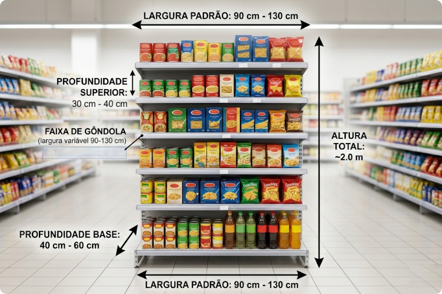 Qual a largura de uma Gôndola?