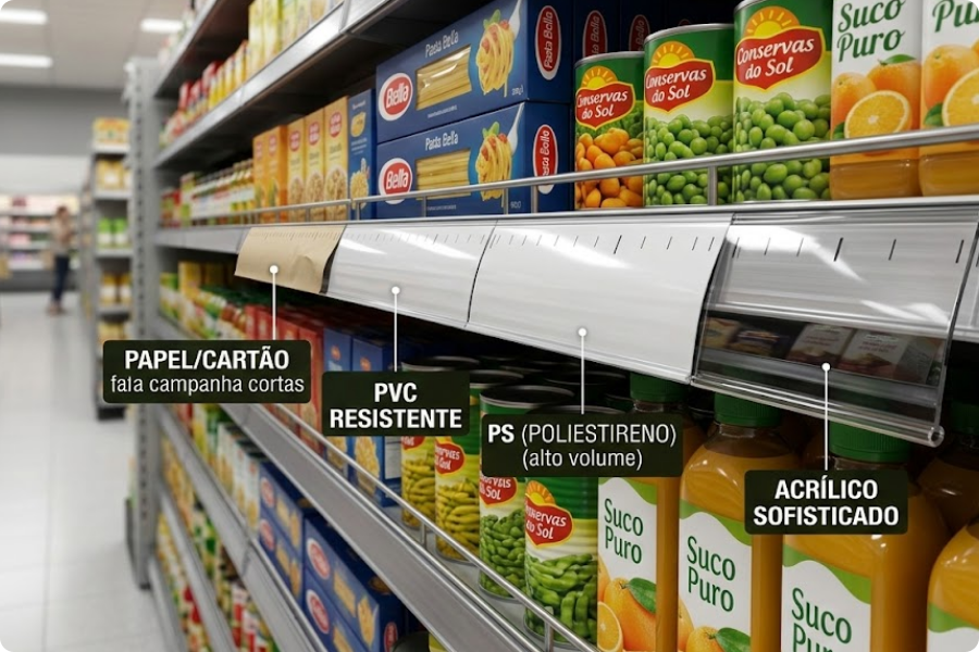 Qual o tipo de material é feito a Régua de Gôndola?