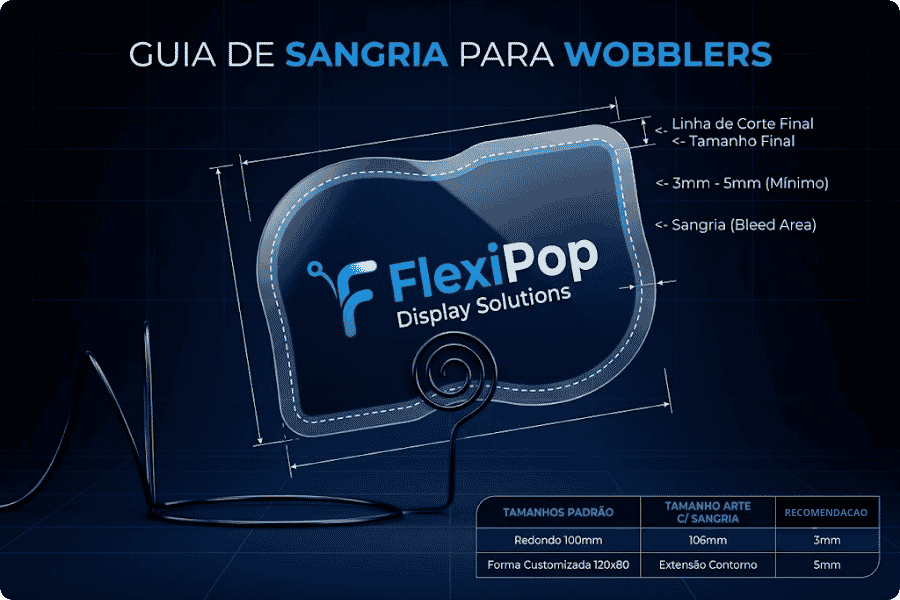 Qual margem de sangria correta ao desenhar um wobbler?